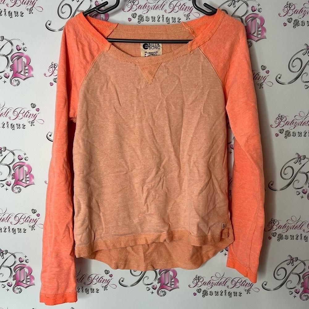 Billabong sweater pull over Orange Long Sleeve Sweatshirt 2 tone